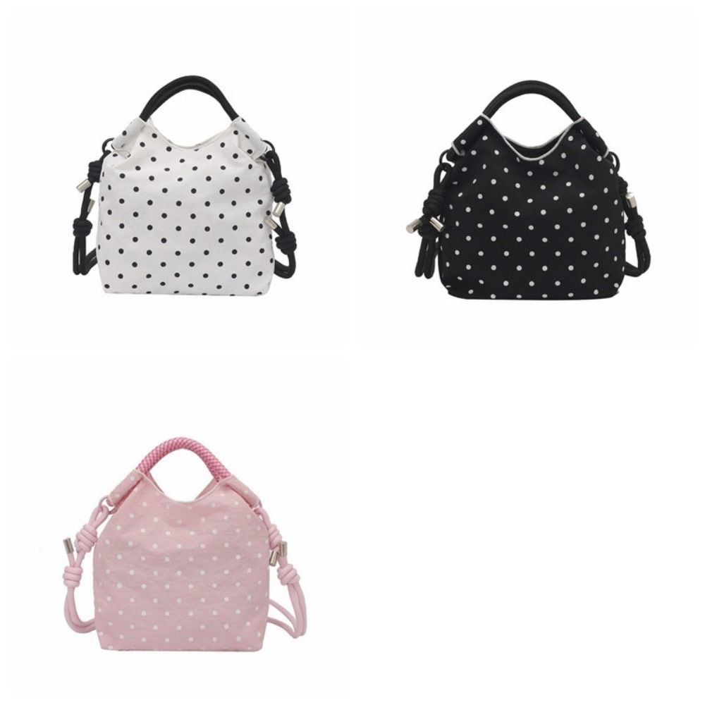 Drawstring Closure Polka Dot Shoulder Bag Nylon Female Tote Bag Crossbody Bucket Bag Outdoor