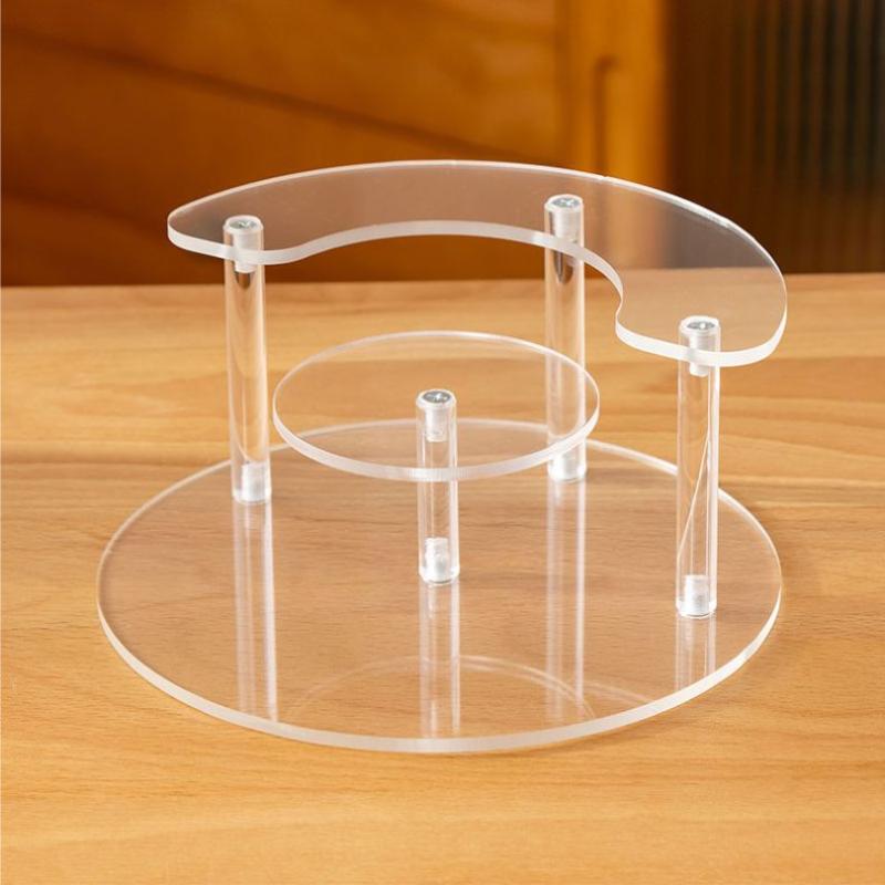 Three-Layer Cosmetic Storage Rack Lipstick Makeup Sample Rack Transparent Acrylic Perfume Display Rack Semicircular