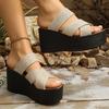 Fashion Cross Strap Wedge Heel Sandals for Women Summer 2025 Fashion Chunky Platform Slippers Woman Casual Thick Bottom Beach Sandalias