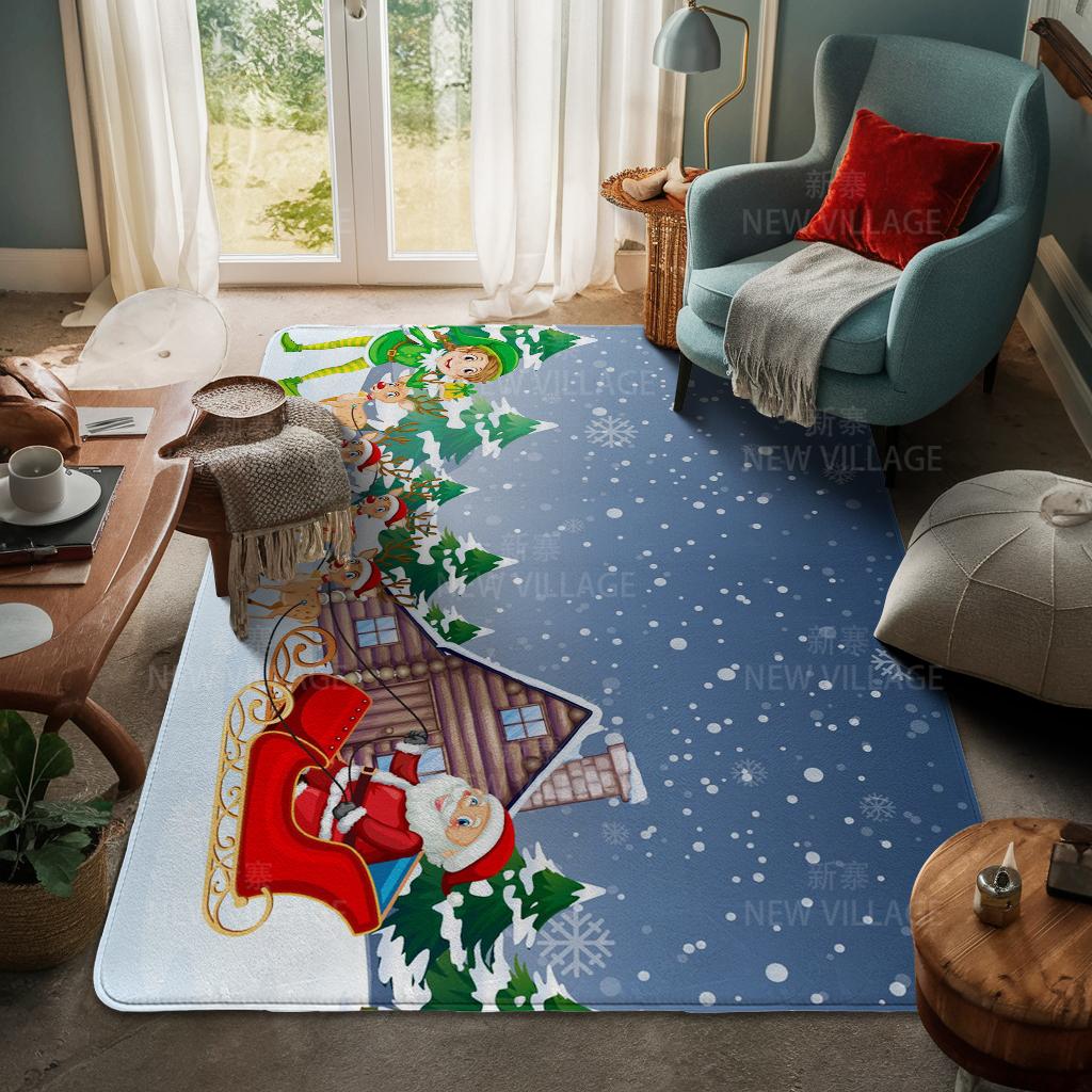 House Entrance Carpet Home Door Mat Living Room Bath Foot Bathroom Non-slip Water Absorption Rugs Bath Merry Christmas Winter
