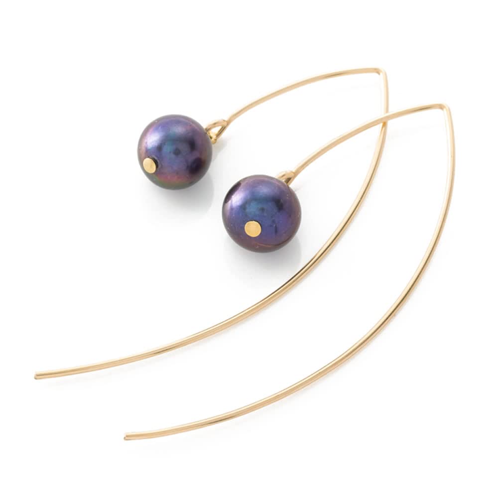 

1 Pearl K14GF Hoop Earrings Gold Filled Metal Allergy Friendly Black Bow-shaped