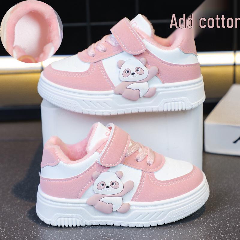 Children's Cartoon Fleece-Lined Skate Shoes: Warm, Cotton-Padded Casual Shoes for Toddlers & Young Kids.