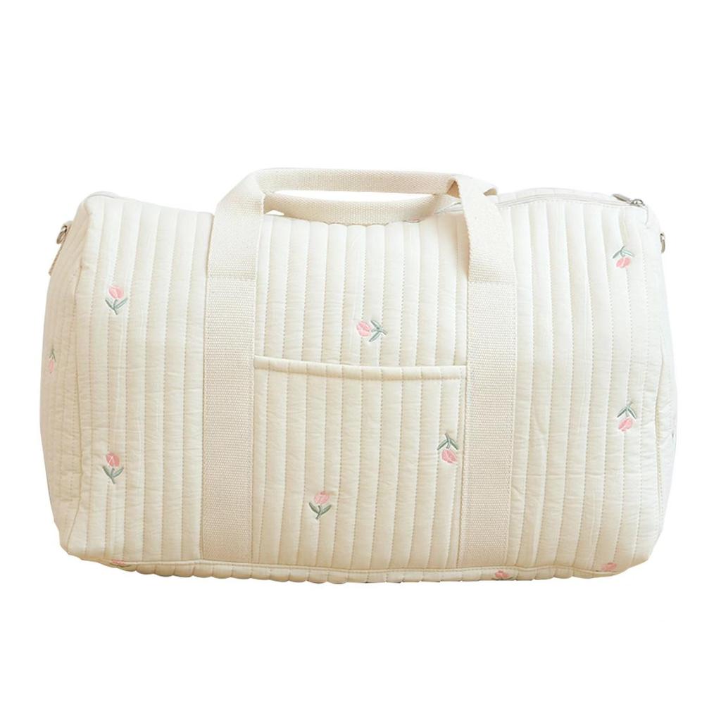 Portable Boston Embroidery Travel Bag - Large Capacity, Lightweight, Messenger Style