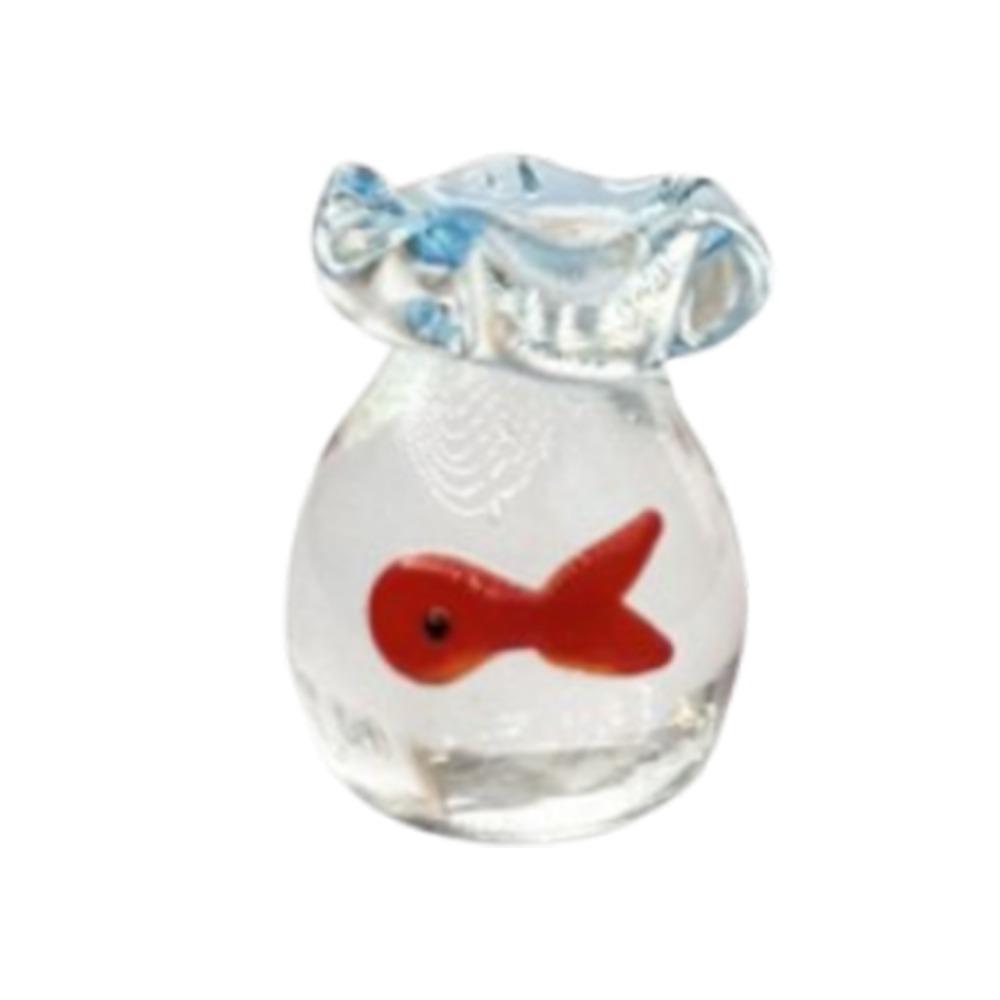 Handmade Mini Glass Fish Tank Cute Handcrafted Glass Fish Gift Aquarium Decoration  Home Ornament