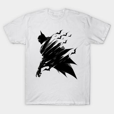 Men Black Print T-shirt Batman No-Cut Transfer Paper Print Cotton Tshirt