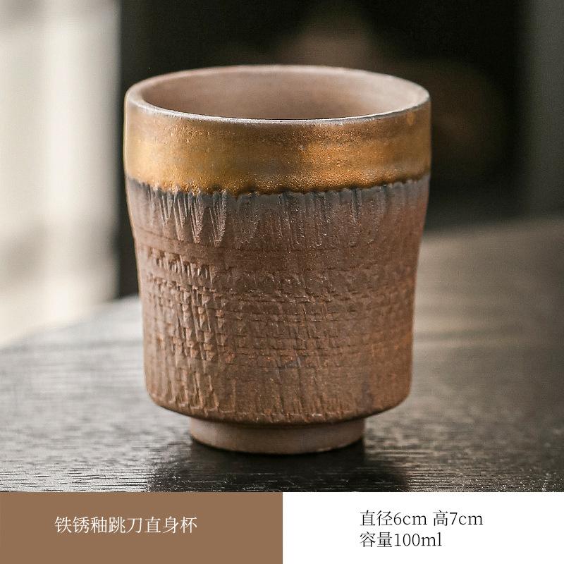 Retro Coarse Pottery Jumping Knife Craft Master Cup Teacup Tea Cup Single Cup Kung Fu Tea Set Household Teacup