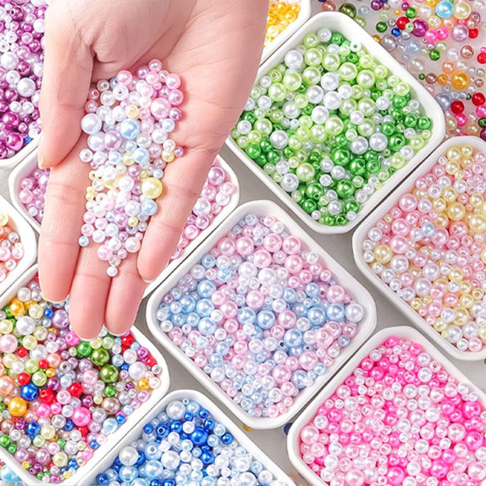 150pcs Acrylic Beads ABS Imitation Pearl Loose Round DIY Beads for Jewelry Making Bracelet Chain Trims DIY Crafting Scrapbooking