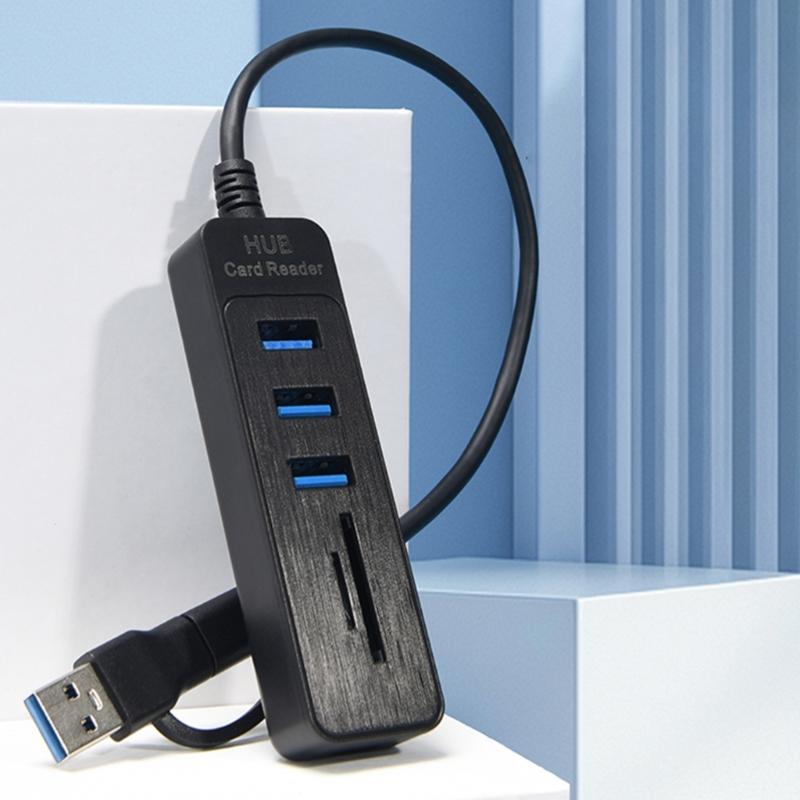 Multiple Port USB3.0 Hubs Featuring SDTF Card Slots 2 USB2.0 Port Data Transfer Adapters For Computer Tablets