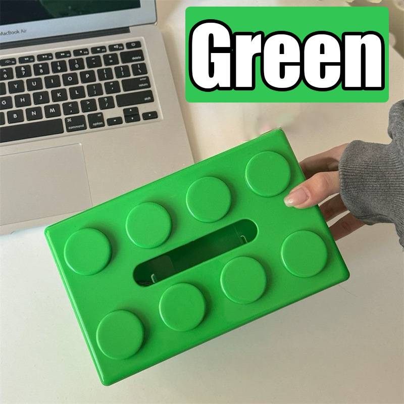 

Building Block Tissue Box Creative High Appearance Level Multi-Functional Household Napkins Living Room Ornaments Storage Box зелений