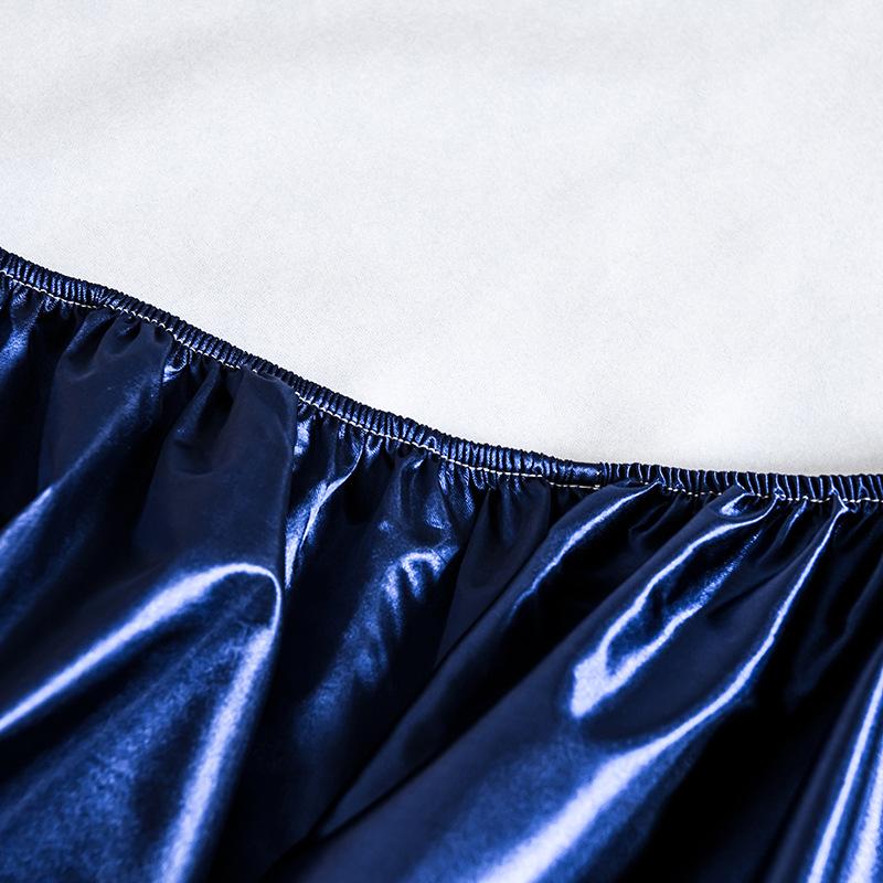 High-end Satin Fitted Sheet with Elastic Band Solid Color Silky Bed Sheet Smooth Non-Slip Mattress Cover Bedspreads Bed Linen