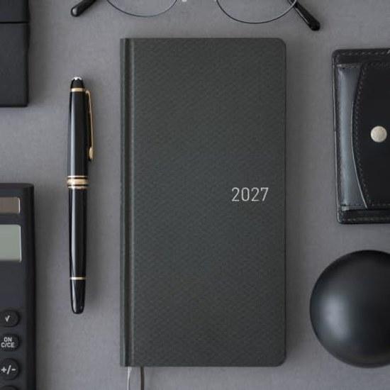 Hobonichi Techo 2027 Weeks English Version Paper Series Black Argyle January Start Weekly Planner Left Slim Vertical