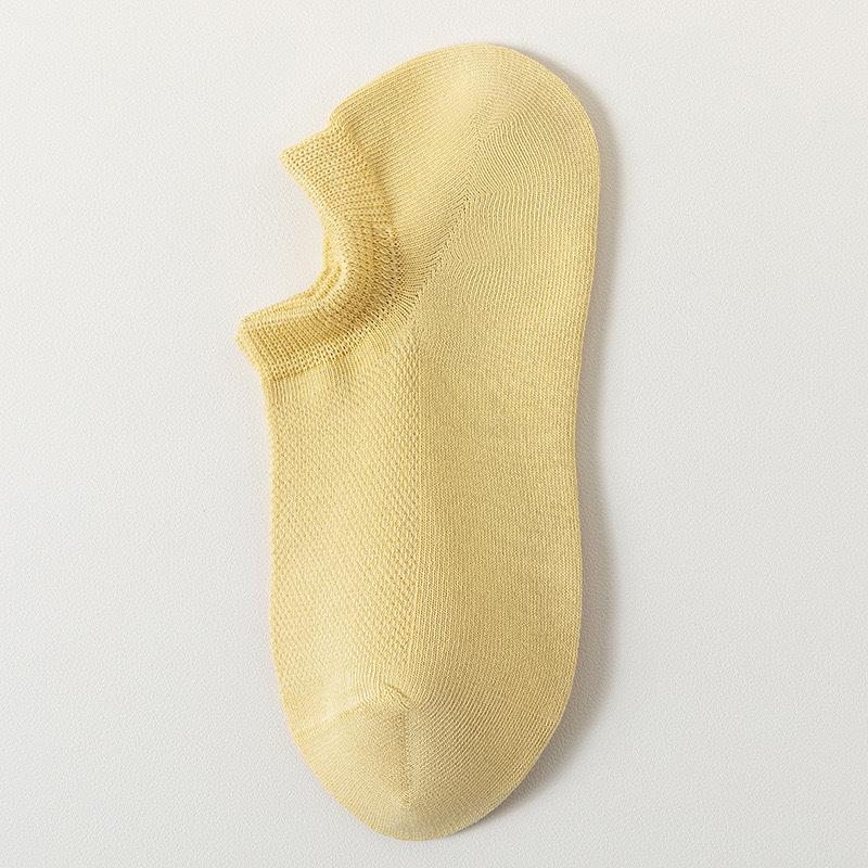 Women's Summer Thin Mesh Pure Color Breathable Sweat Absorbing Antibacterial Deodorant Short Boat Socks