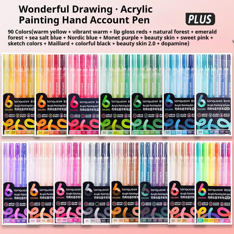 Languo 6/24/36/54/72/90 Colors Acrylic Painting Handbook Pens Multi-Color Gel Pen Student Neutral Pen Writing Marker Stationery