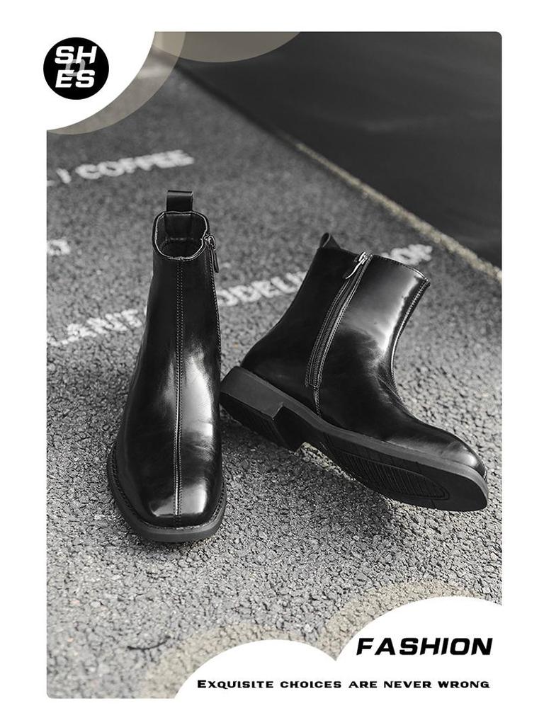 British-Style High-Top Chelsea Martin Boots with Side Zipper - Casual Leather, Autumn/Winter 2024