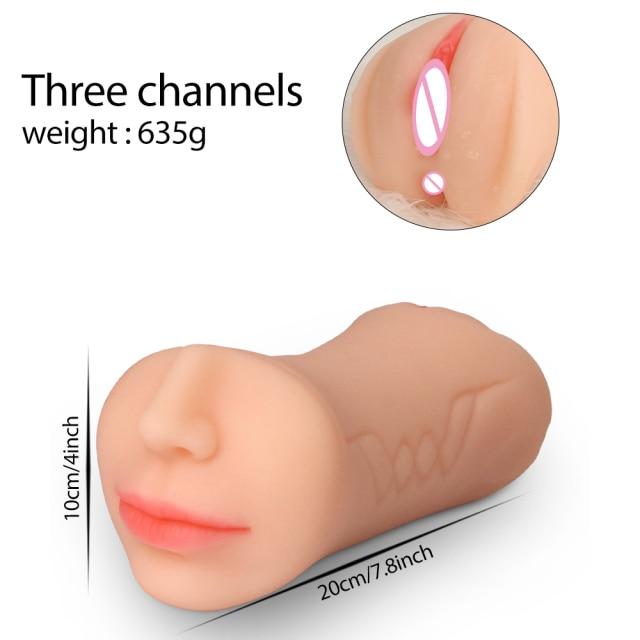 Artificial Pussy Real Vagina Masturbation Soft Stick Blowjob Deep Throat Male Masturbator Rubber Vaginal Oral Sex Toys For Men