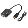 New 1×Black HDMI to VGA Converter With 3.5mm Audio Cable Video Output Adapter PC DVD