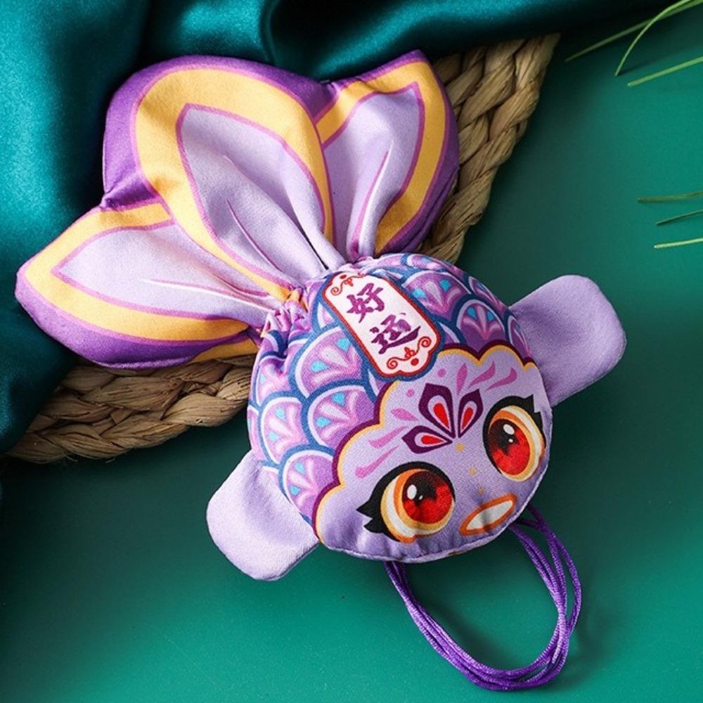 Handmade Fish Ornament Chinese Style Drawstring Bag Cartoon Koi Sachet Bag  Festive фиолетовый