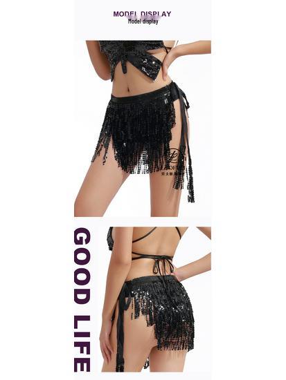 Bohemian Sequin Tassel Hip Scarf for Halloween Belly Dance Performance