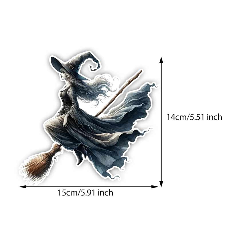 Witch on a Broom Car Stickers Waterproof Vinyl Decals Auto Body Window Bumper Decor Motorcycle Helmet Stickers TM184