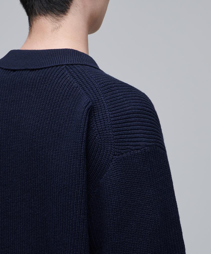 Musinsa Standard Oversized Ribbed Collared Cardigan [Navy]