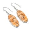 Natural Picture Jasper Gemstone 925 Sterling Silver Jewelry Earring 1.85" AEE-10833
