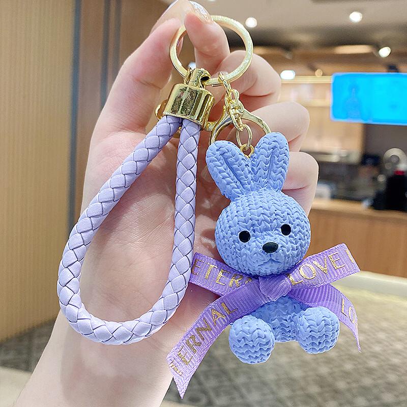 Resin Sitting Rabbit Keychain