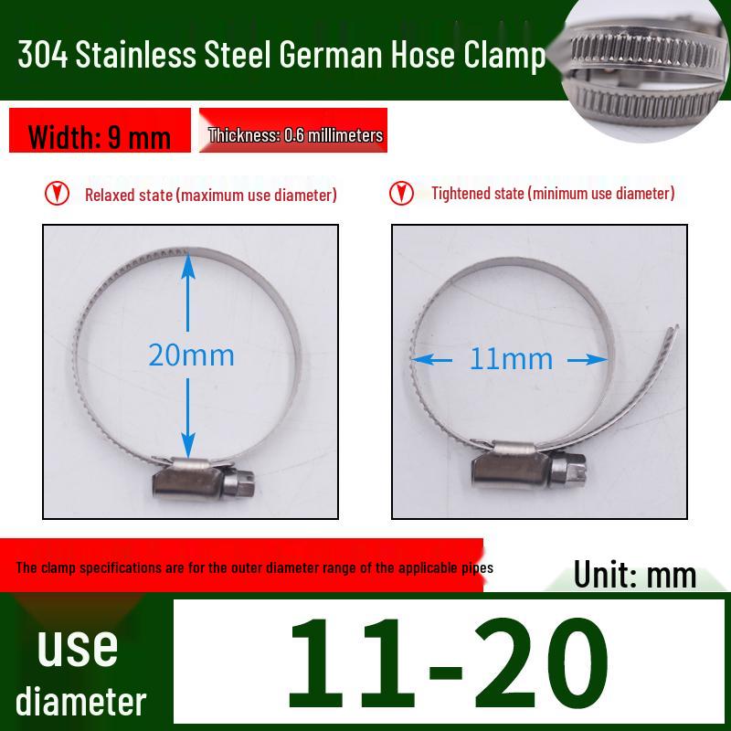 Expanded German-Style Quick-Release 304 Stainless Steel Hose Clamp