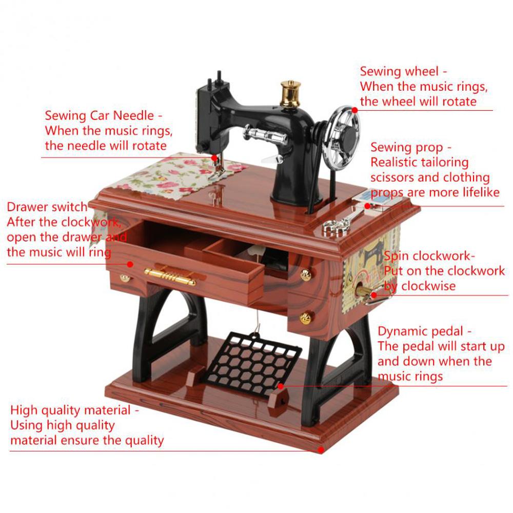 Crafts Home Mechanical European Mini Sewing Machine Birthday Gift Table Decoration Music Box