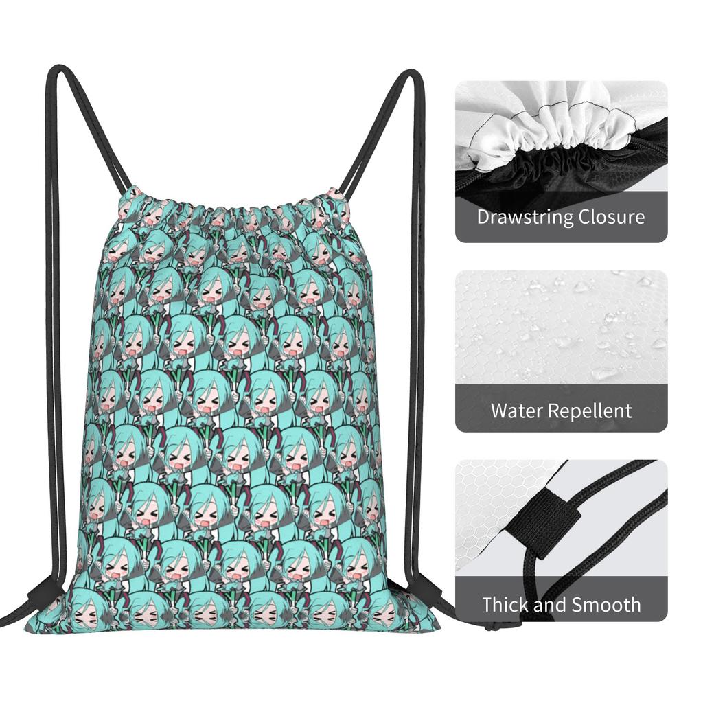 Bolsas con Cordón Personalizadas de Hatsune Anime Miku para Compras Mochilas de Yoga Hombres Mujeres Bonitas Deportivas Gimnasio Mochila Saco