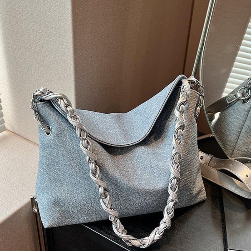 Spring new fashion casual armpit bag large capacity solid color commuter bucket tote bag