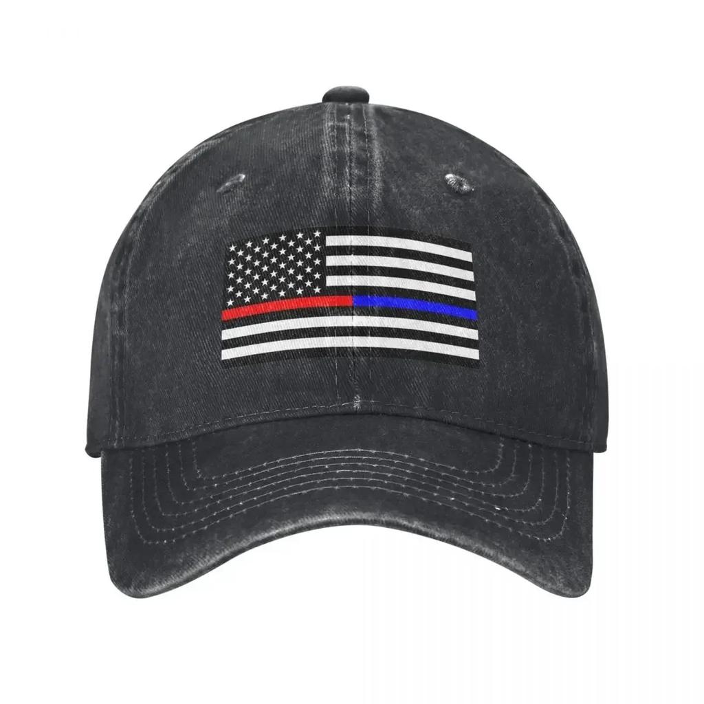 New American Flag Baseball Cap Thin Blue and Red Line Unisex Women Sunshade Trucker Dad Hat Summer Casual Running Hippie Baseball C