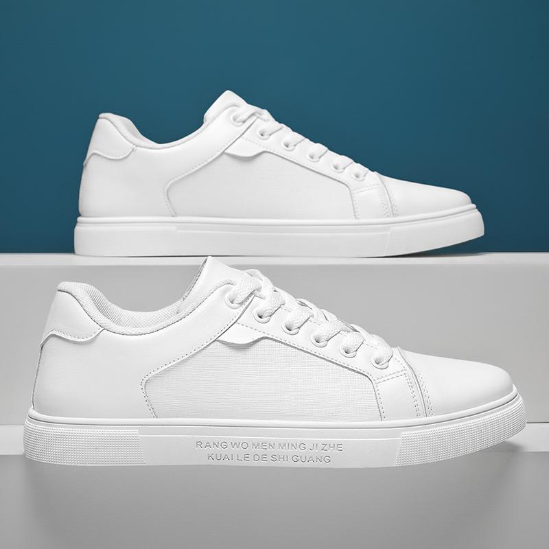MCTIN Women Casual Shoes Couple Leather Walking Platform Sneakers Man White Vulcanized Shoes