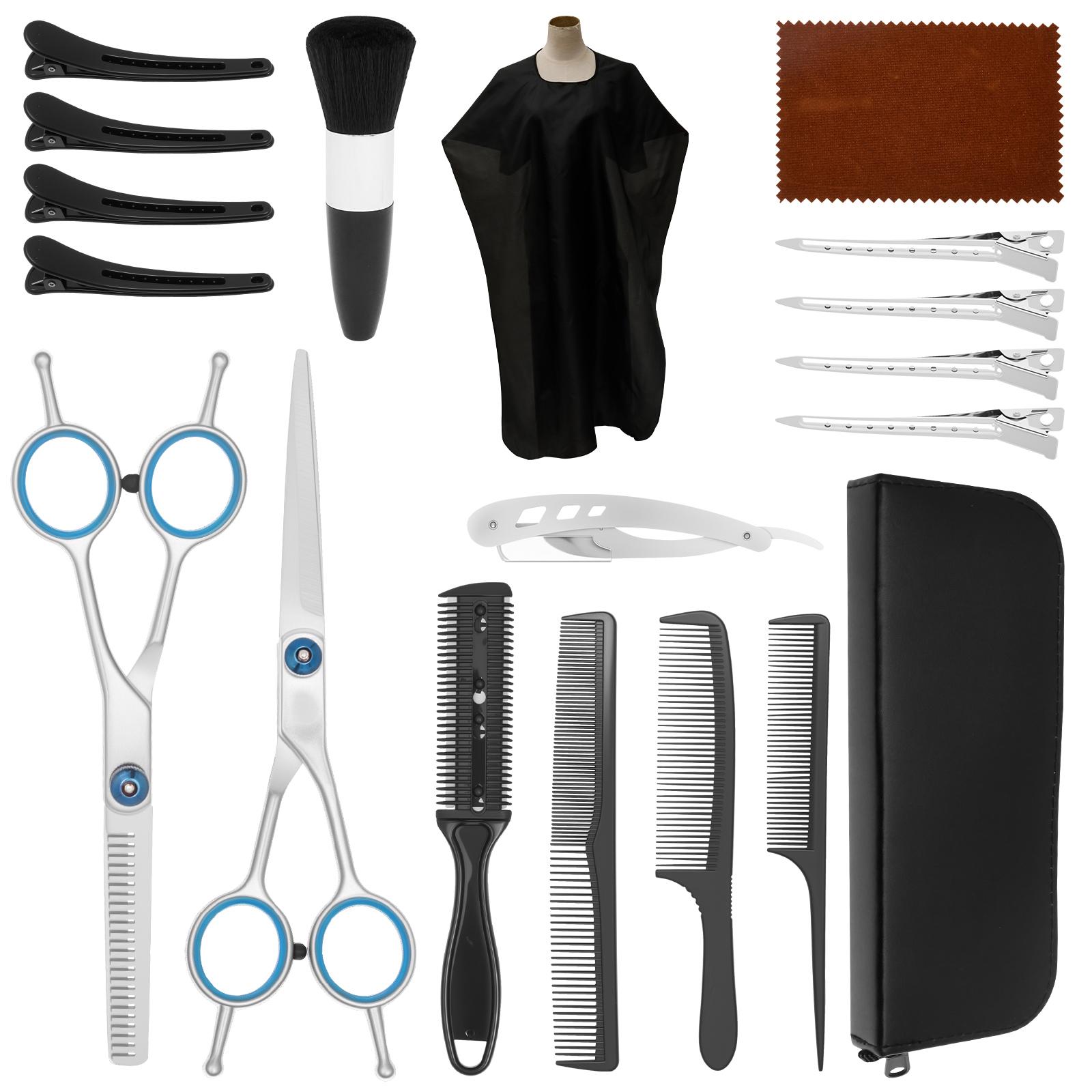 

19Pcs Hair Cutting Scissors Set Stainless Steel Hair Barber Shop Scissors Thinning Shear Shaver Combs Salon Haircut Styling Tool