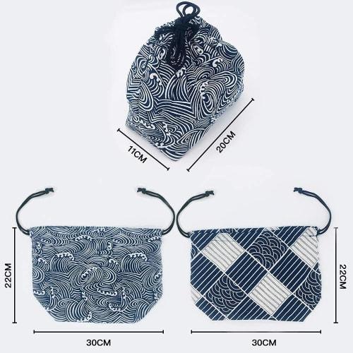 Set of 2 Bento Bags, Drawstring Lunch Bags, Bento Bags, Small, Linen/Cotton Material, Suitable for Adults, Men, Women, Boys, Girls, and Kids, Convenie