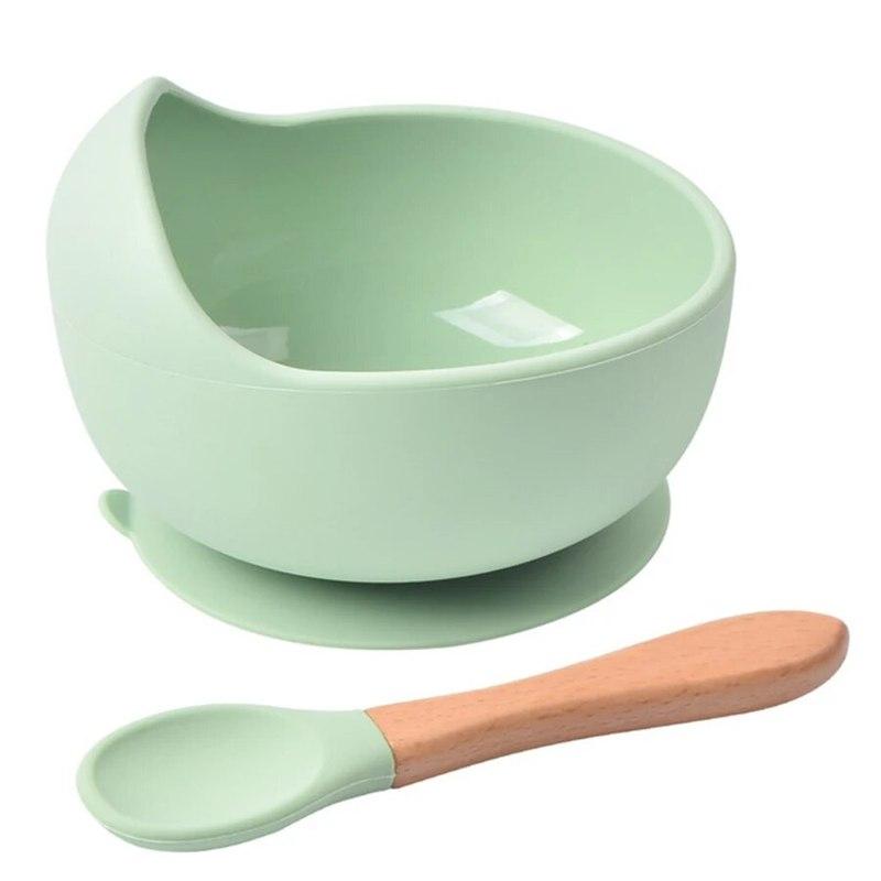 Food Grade Silicone Baby Feeding Bowl Spill-proof Kids Dinner Tableware Set Safe High Quality Infant Self-feeding Dish Nursery Accessories