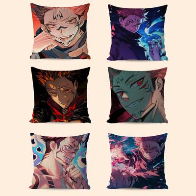 I-Itadori Yuji Cartoon Animation Pillow Covers Cartoon Sofa Decorative Home Double-sided Printing Short Plush Cute Cushion