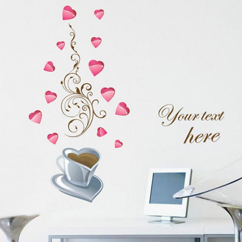 

DIY Wall Art Decal Decoration Sweet Heart Coffee Love Pink Heart Wall Sticker 1pc