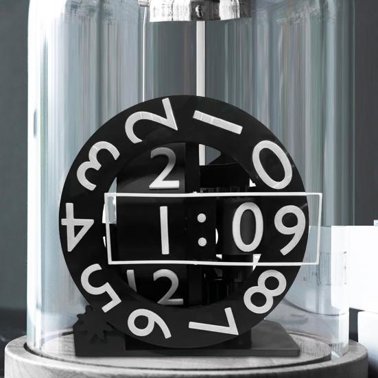 3D Printed Triaxial Clock with Rotating Numeric Display Home Office Living Room Desktop Digital Clock Decoration Tech and Design Enthusiasts Gift