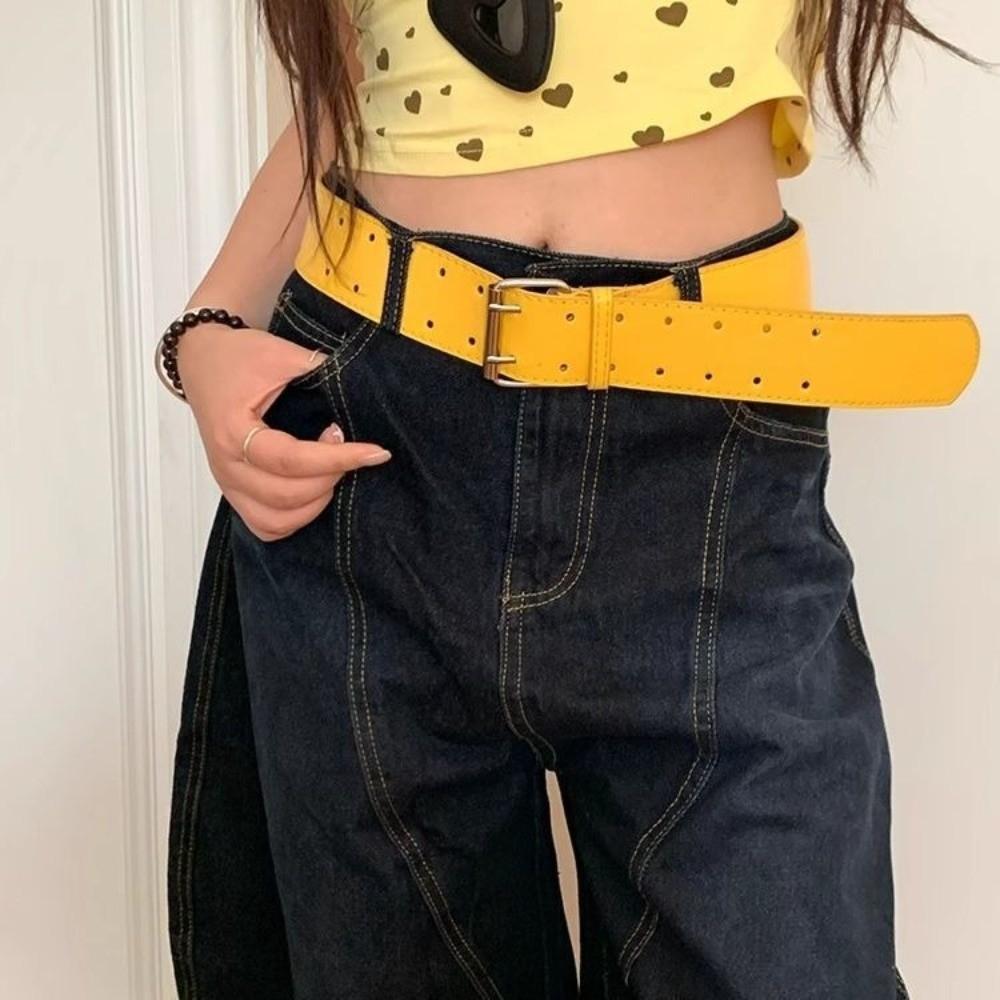Double-Breasted Wide Waist Belt Versatile Dress Jeans Belt American Women's Belt  Waist Accessories
