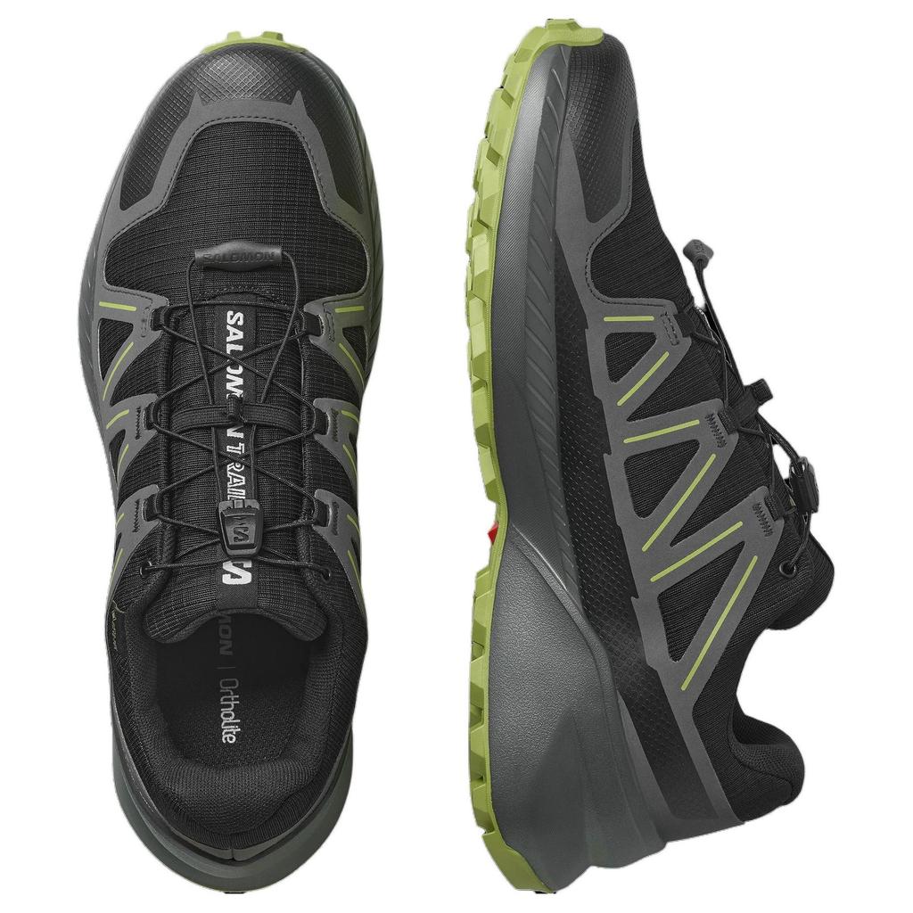 SALOMON Speedcross Peak Slip Resistant Abrasion Resistant Low top Trail Running Shoes Men's Black Green 477905