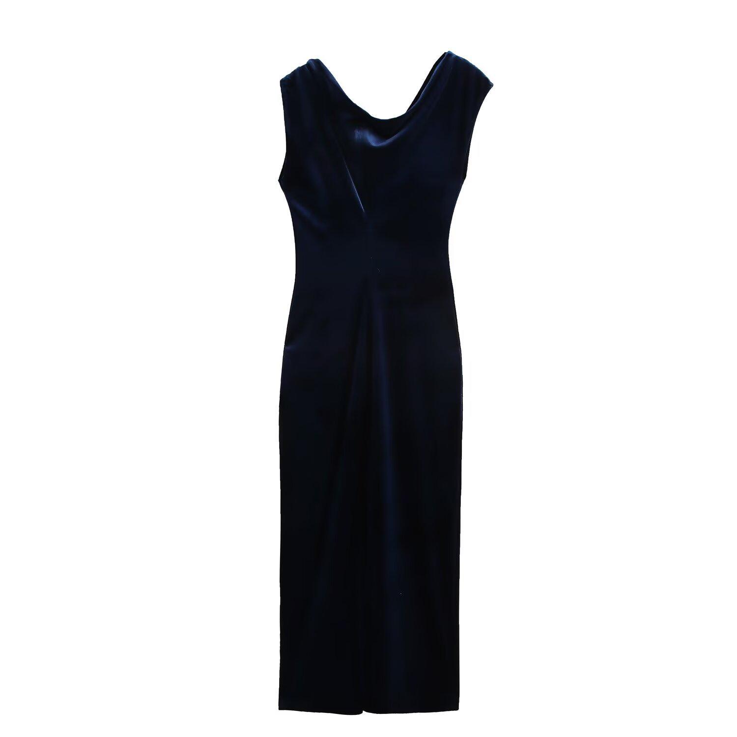 

Velvet Slimming Midi Dress: 2024 European & American Style Fashion L