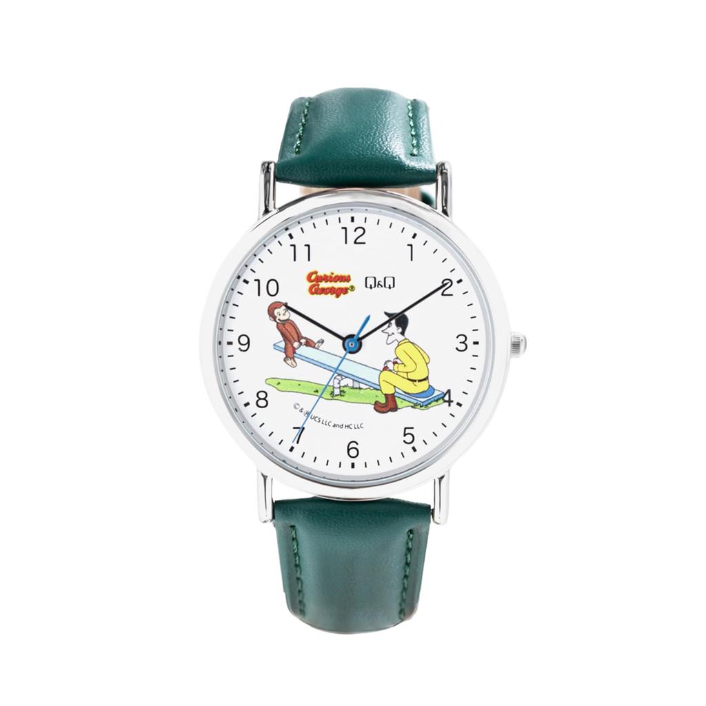 Citizen Curious George Analog Leather White Q&Q Watch, Waterproof, Strap, Q93B-500PK, Unisex,