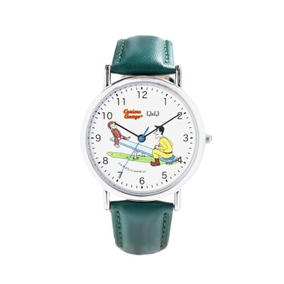 Citizen Q&Q Curious George Analog Wristwatch, Waterproof, Leather Strap, Q93B-500PK, Unisex, White