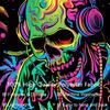 Glow in The Dark Skull DJ Tapestry, Blacklight Party Wall Art with Neon Palm Trees for Bedroom & Club