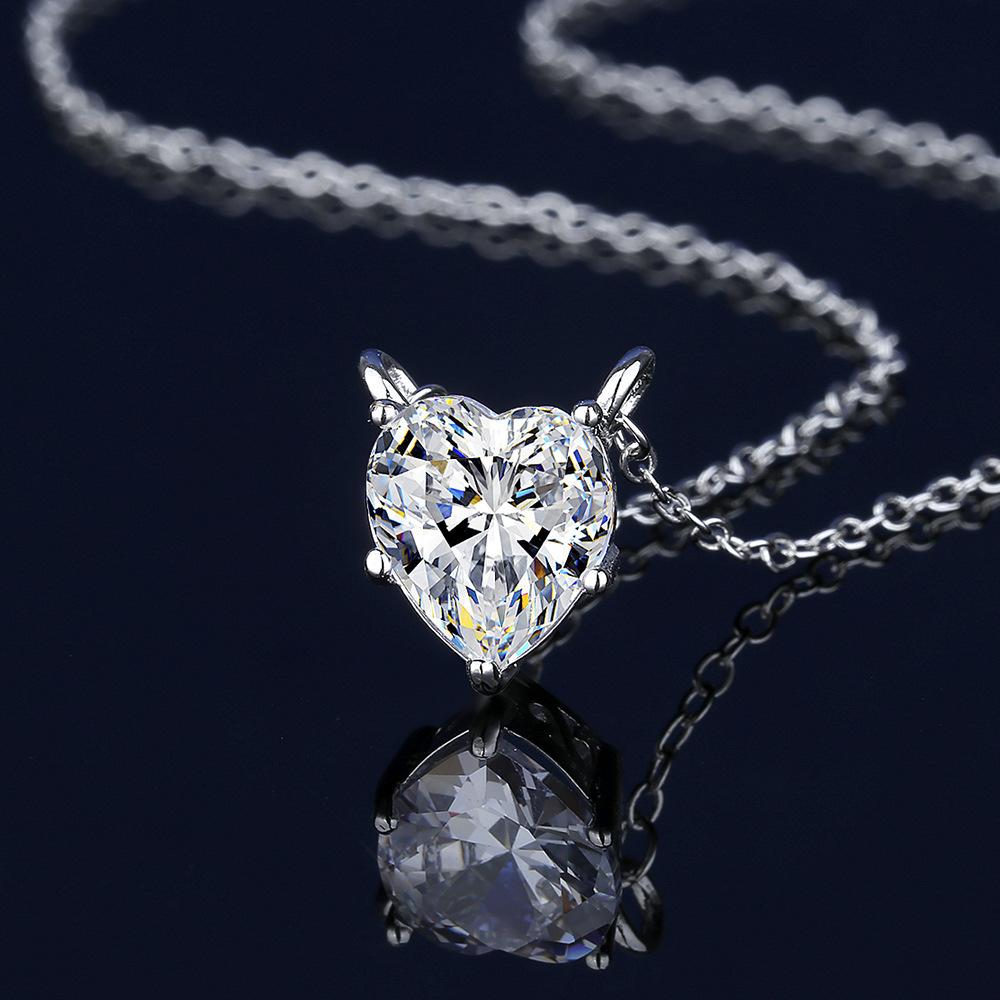 925 Silver Jewelry Set With Heart-Shaped Pendant Necklace, Earrings And Rings, Elegant Jewelry Accessories For Women