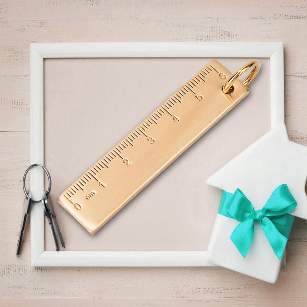6cm Length 3mm Thickness Mini Brass Ruler Pendants Gift Office School Supplies