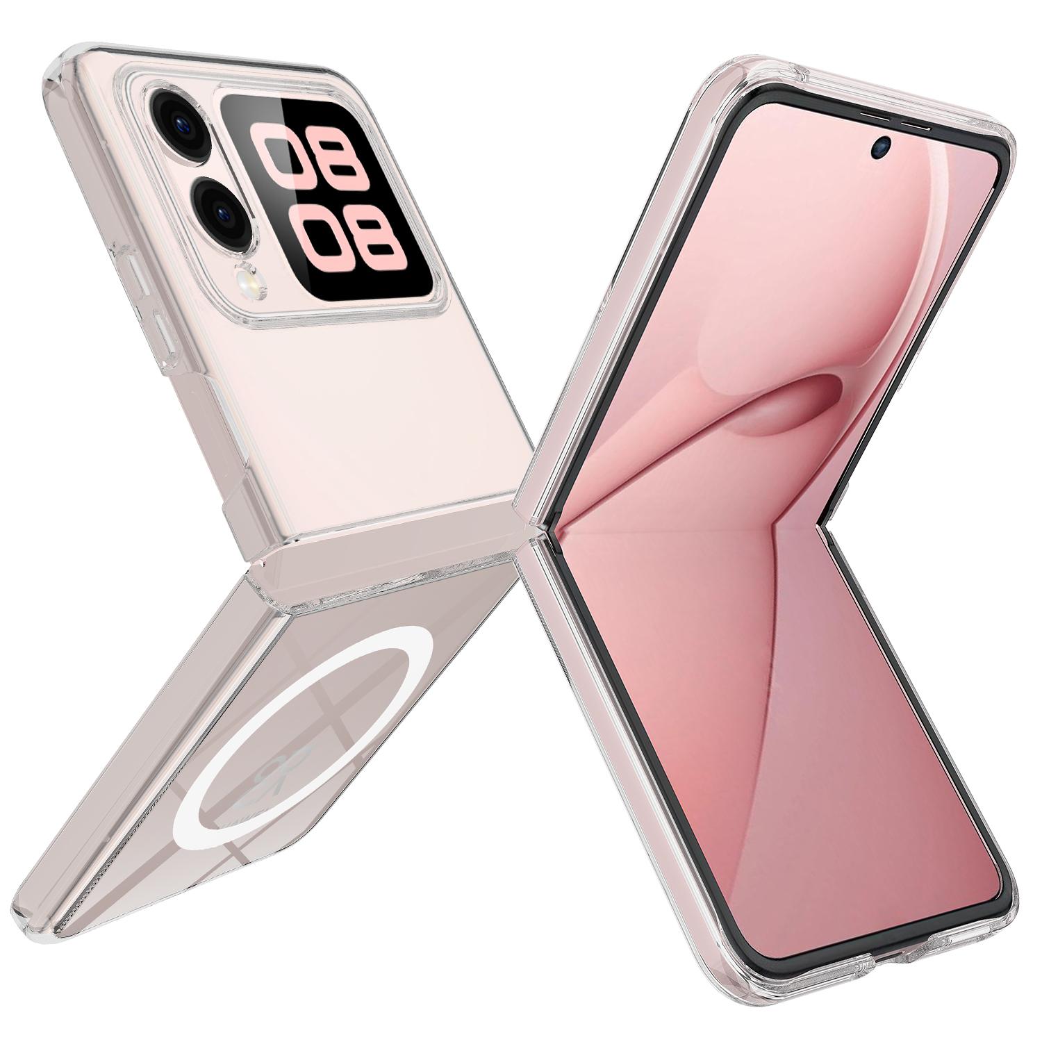 

For Huawei nova Flip 5G Clear Case TPU + Acrylic Magnetic Phone Cover A