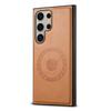Denior Samsung S25Ultra imitation cowhide pattern sticky leather mobile phone case S24Plus magnetic charging protective case S23