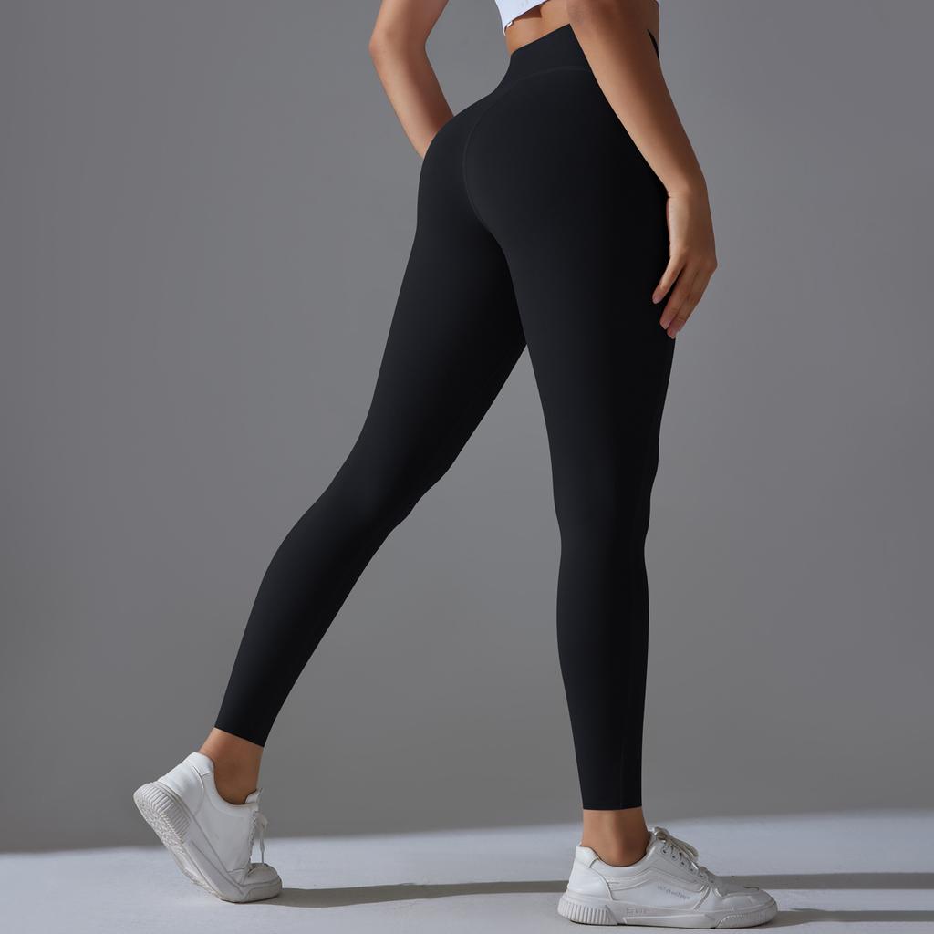 High-waisted Hip-lifting Nude Feeling Double-sided Nylon High Elasticity Without Embarrassment Line Sports Pants Running Fitness Clothing Yoga Pants