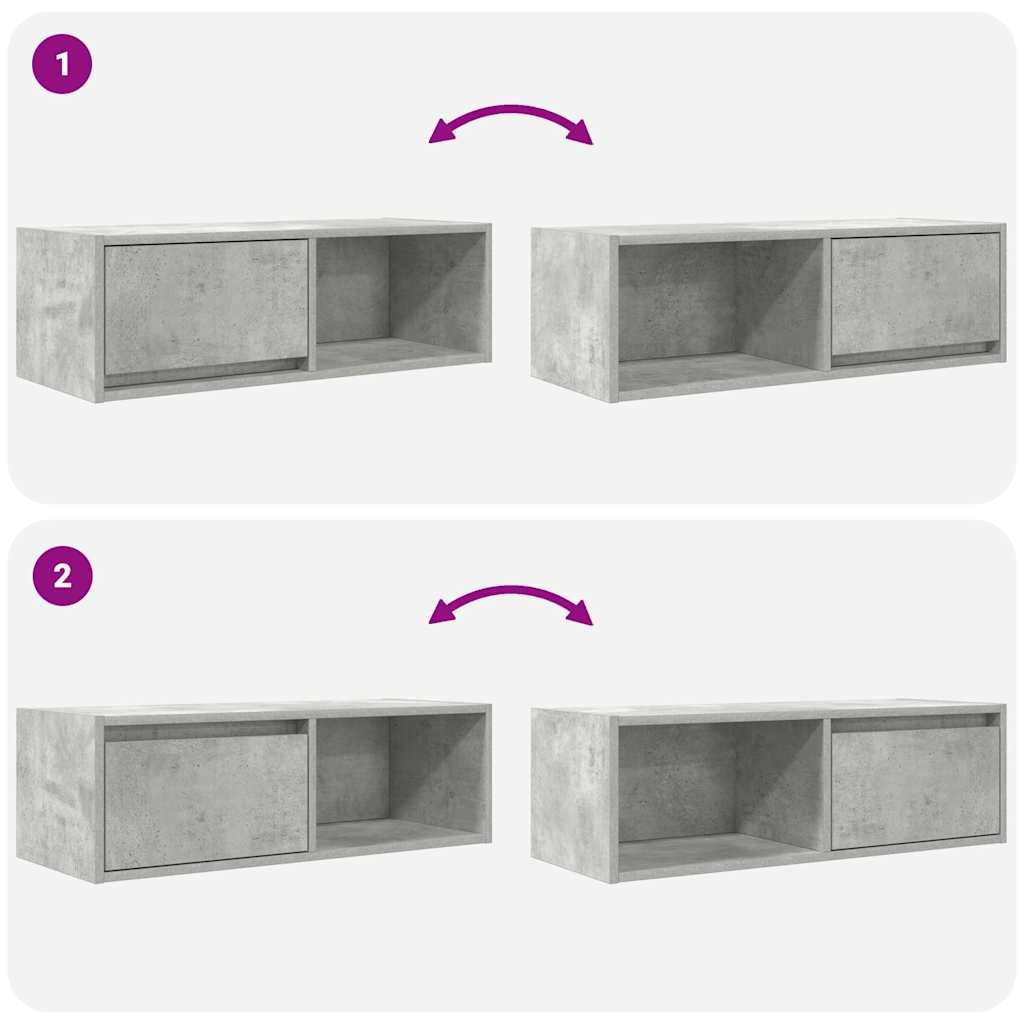TV Cabinets 2 pcs Concrete Grey 80 x 31 x 25.5 cm Particleboard
